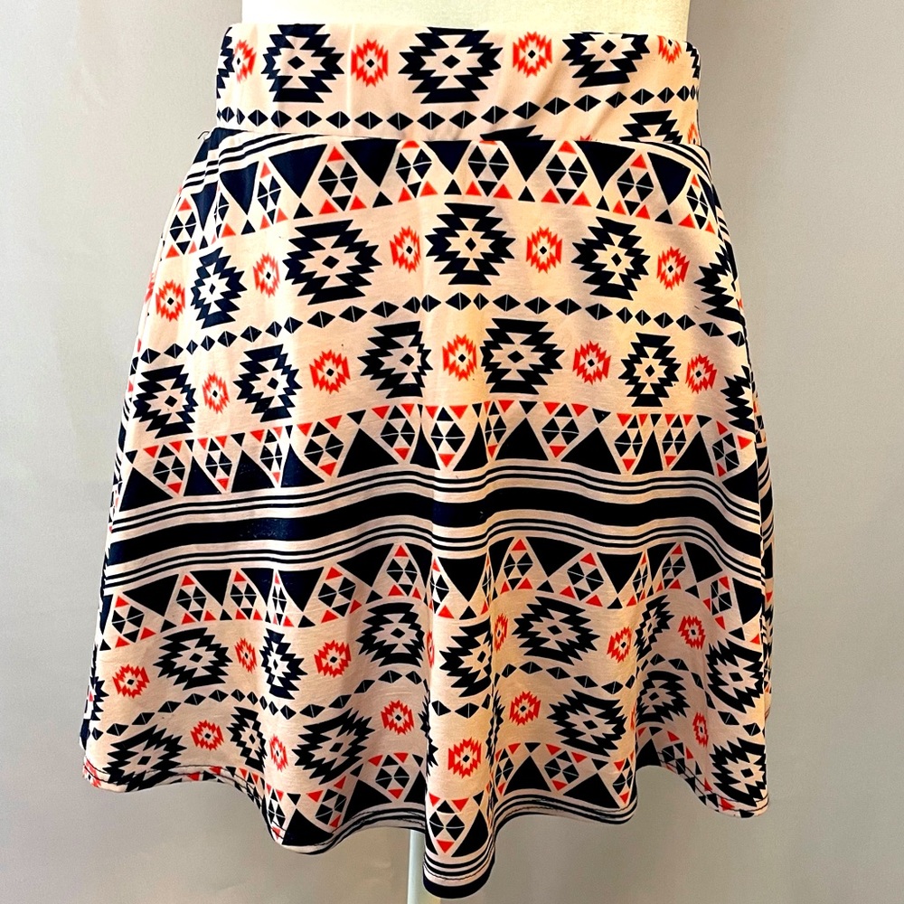 Charlotte Russe Patterned Stretchy Skater Skirt